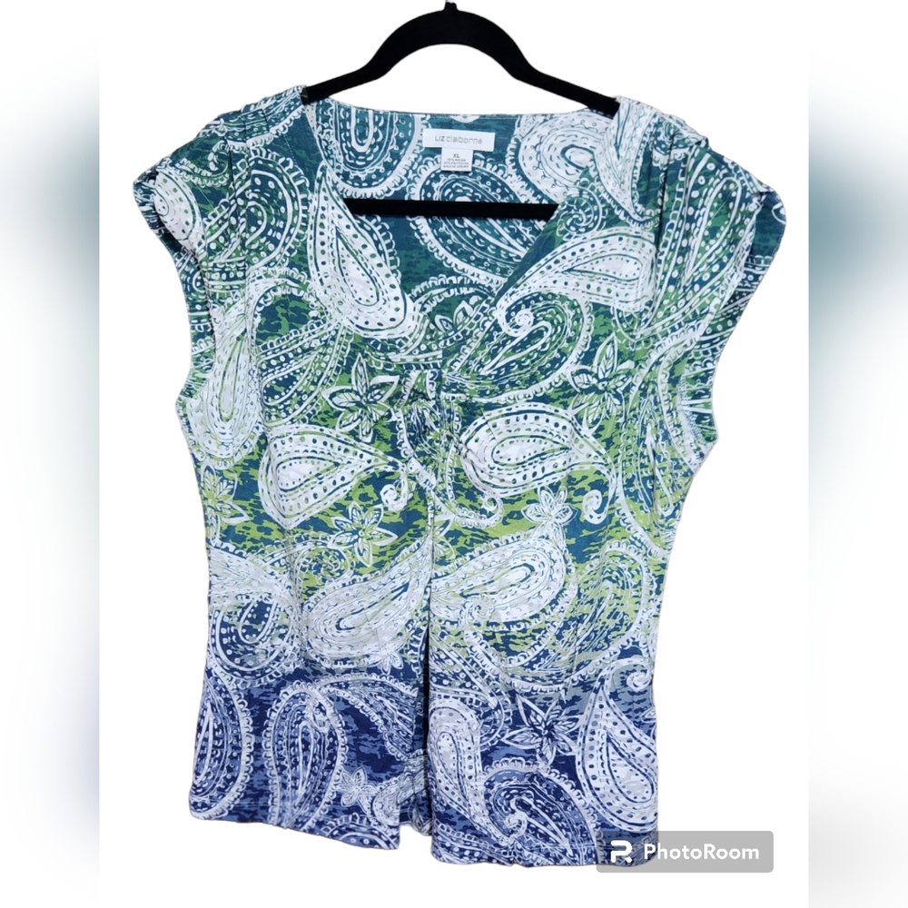 Liz Claiborne Semi Cap Sleeve Top, sz XL